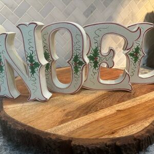 Vintage Handmade and painted wooden NOEL Christmas sign
